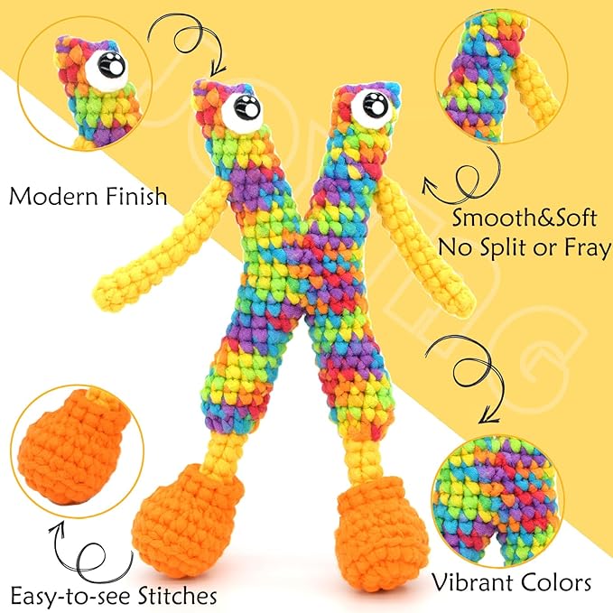 50g Rainbow Beginner Crochet Yarn for Crocheting and Knitting Multicolor Cotton Crochet Yarn for Beginners with Easy-to-See Stitches Cotton-Nylon Blend Easy Yarn for Beginners(Rainbow 02)