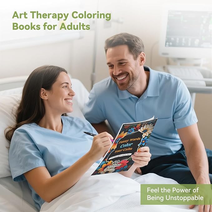 HUECLOR 300GSM Thickness Swear Word Adult Coloring Book for Women Relaxation with 36 Markers and 40 Spiritual Patterns Spiral Bound Calming Color Books No Bleeding for Female Male Teen Stress Relief