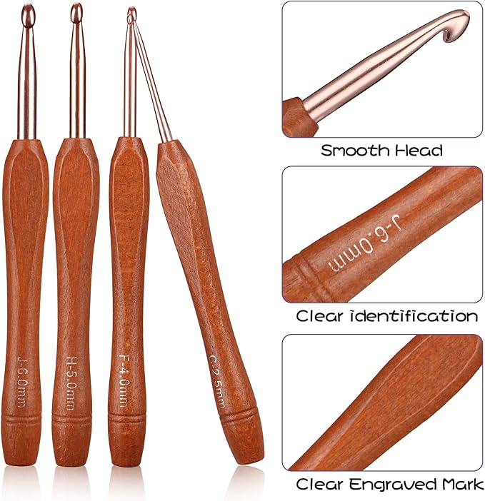 Ruidi Wooden Handle Handle Crochet Hook(9pcs)