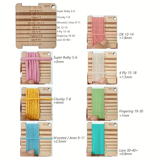 3 Pcs Wood Knitting Gauge Rulers with Lamb Marking Button, 3 Style Square Knitting Tool, Crochet Hook & Knitting Needle Gauge & Knitting Rule, Sewing Rulers for Art Sewing Knitting Crafts