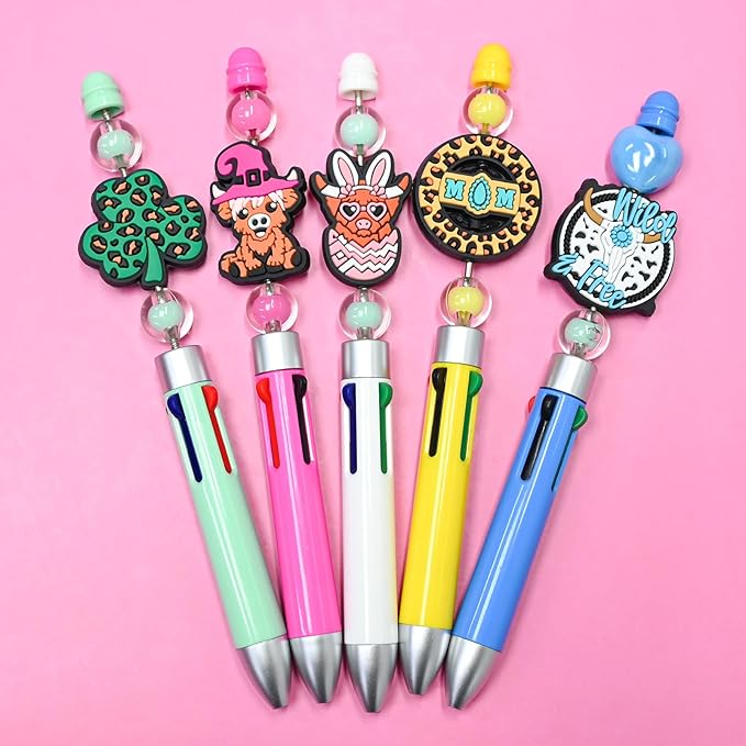 Silicone Focal Beads for Pens Cowboy Accessory Kit 30 Pcs Colorful Round Beads for Keychain Making Bracelet Necklace Handmade Crafts