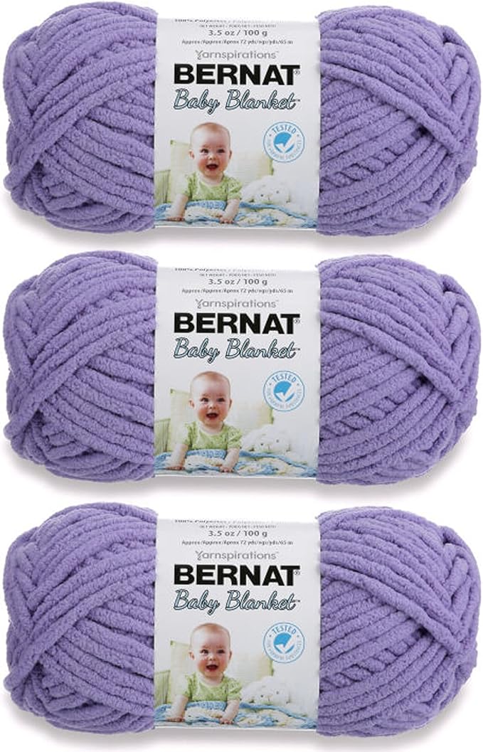 Bernat Baby Blanket Lilac Yarn - 3 Pack of 100g/3.5oz - Polyester - 6 Super Bulky - 72 Yards - Knitting/Crochet