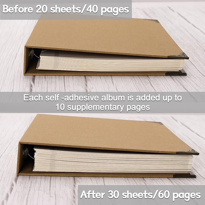 Vienrose Photo Album Self Adhesive Scrapbook Refill Pages for 12x12 in Photo Album
