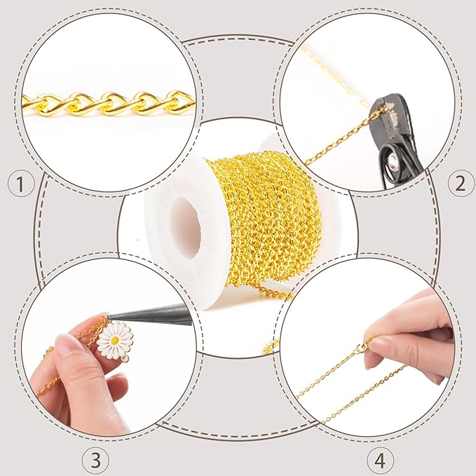 Lemonkey 33 Feet Metal Black Necklace Chains Curb Links Chains Bulk for Jewelry Making DIY Craft Kit with Lobster Clasps Jump Rings