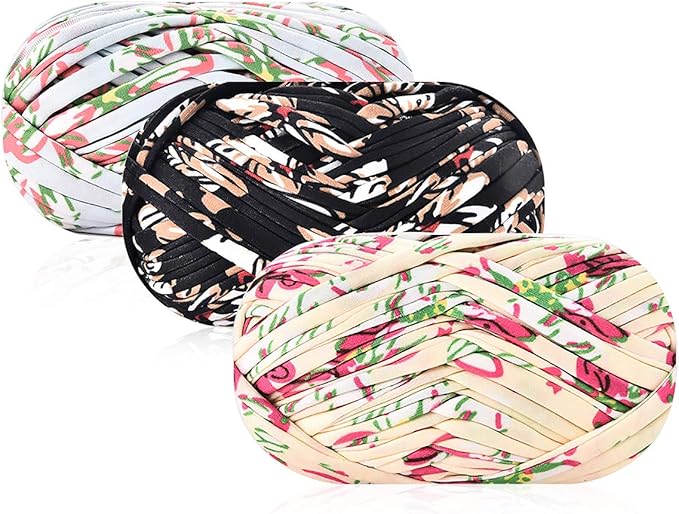 iSuperb 1 Pack Knitting Yarn Colorful Cloth T-Shirt Yarn Fabric Crochet Cloth for DIY Knitted Art Basket Bag - 100g