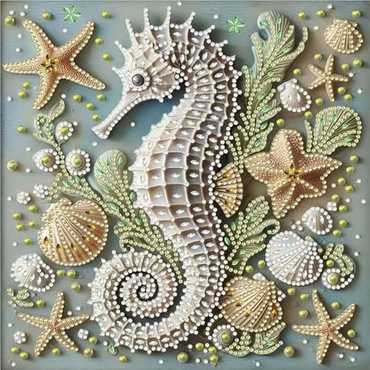 ZQEATRY 5D Special Shape Diamond Art Kits for Adults,Animal Seahorse Diamond Painting Kits for Beginners,DIY Gem Art Crystal Rhinestones Painting Kits for Home Wall Decor 12×12inch