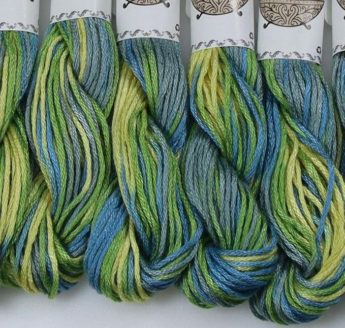 KCS Big skeins of 25 Meters Size 25 Color Variegated Cross Stitch Stranded Threads,6 skeins,4506