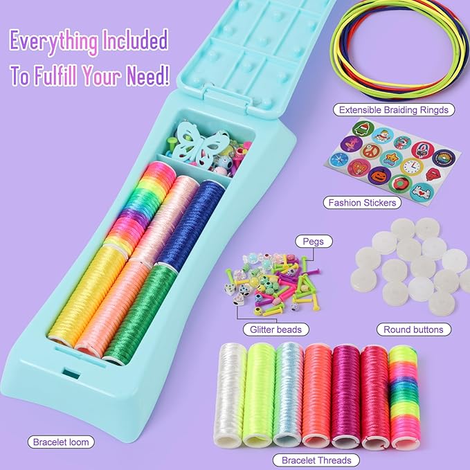 qxhol friendship bracelet making kit for girls - arts crafts for kids string bracelets maker set - best birthday gift ideas for 8-12 year old girl & popular toys ages 6 7 9 10 11, 8-13 yr old