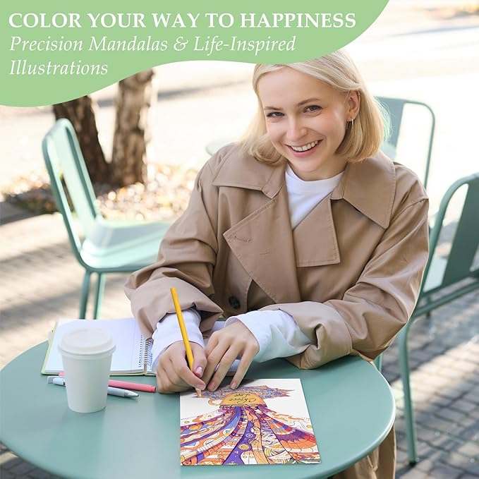 Adult Coloring Book for Women Relaxation, 24 Pages Mindfulness Coloring Books for Adult - Anxiety Relief, Stress Relief & Relaxing Gifts for Women Include Mandala Wildlife Plant Cultural Motifs