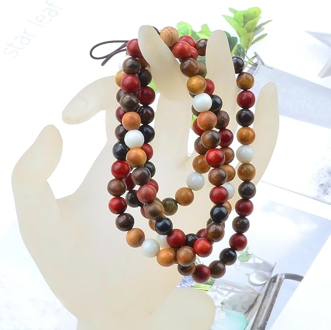6mm Massive Beads Natural Wooden Rosewood Round Loose Beads Jewelry Making Handmade Craft with Thread 200 PCS(Mixed Wood, 6mm)