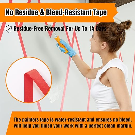 HongWay Masking Tape 1 Inch, 6 Rolls x 22yd (132yds in Total) Painters Tapes for Painting Labeling Arts Crafts, Easy Removal, No Residue (0.94in Red)