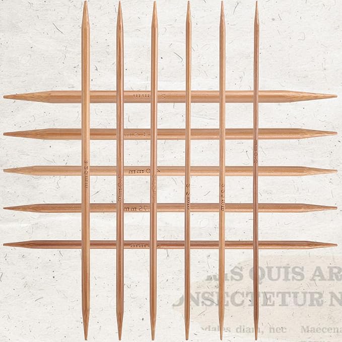 55 PCS Double Pointed Knitting Needles Set, 11 Sizes Wooden Bamboo Knitting Needles Kit, 13cm/5.1in Wood Straight Crochet Needle for Beginners Making Sweater Scarf Sock Shawl Weave