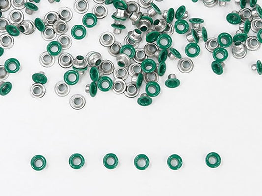 FoRapid 3mm/1/8" Aluminum Quicklet Eyelets-Scrapbooking/Birthday Wedding Baby Greeting Holiday Card/Paper Craft/Luggage Cruise Tag/DIY Album/Clothing etc-200 PCS (Green)