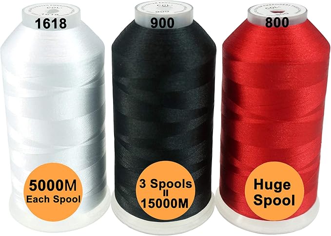 New brothreads - 40 Options- Various Assorted Color Packs of Polyester Embroidery Machine Thread Huge Spool 5000M for All Embroidery Machines -Basic Colors 1