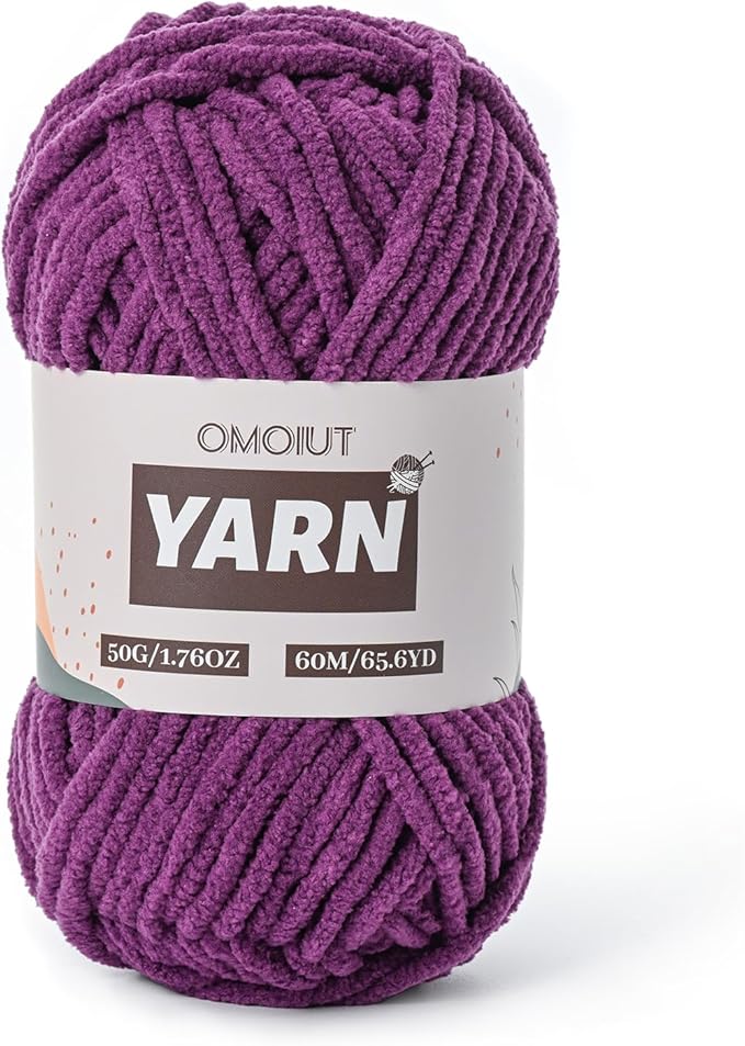 Plush Chenille Chunky Crochet Yarn - Baby Yarn for Crocheting Soft - Velvet Yarns Knitting for Blankets Crafts - Fluffy Amigurumi Yarns 50g / 65.6yd (Violets)
