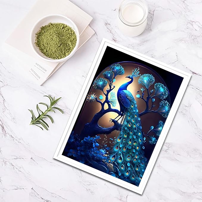 SENQAO Peacock Diamond Painting Kits for Adults, DIY 5D Full Drill Diamond Art Kit for Adults Beginner, Diamond Dots Painting Craft for Home Wall Decor 12x16 Inch (Peacock)