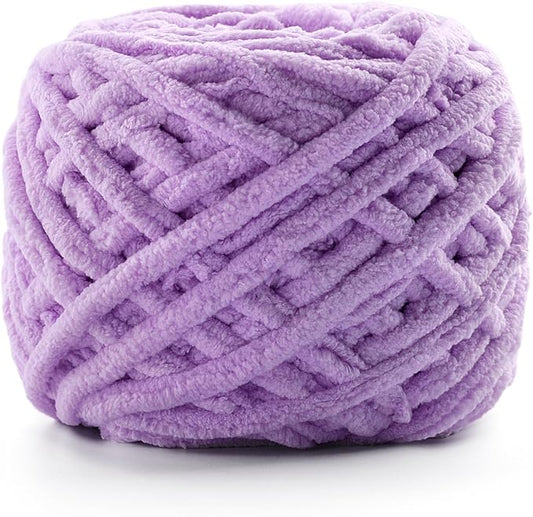 Chunky Chenille Yarn for Crocheting, Fluffy Baby Blanket Yarn for Crochet Sweater Shawl Scarf Gloves, Super Soft Amigurumi Plush Yarn 74yds/3.5 oz (Light Purple)