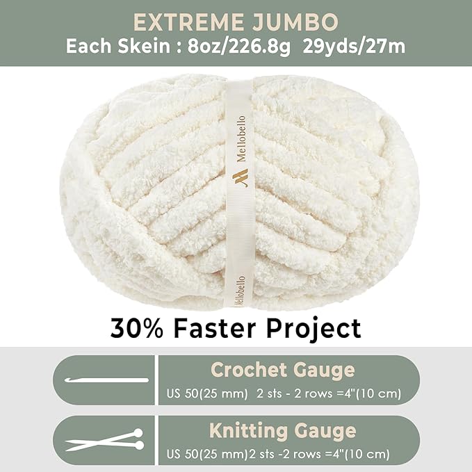 Jumbo Chenille Chunky Yarn for Crocheting - Super Bulky Fluffy Chunky Yarn for Hand Knitting - Extra Thick Soft Blanket Big Yarn 12 Jumbo Pack (27yds,8 oz Each Skein)