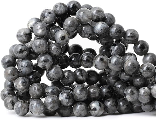 cheavian 35pcs 10mm natural black labradorite gemstone round loose beads crystal energy stone for diy jewelry making 1 strand 15"
