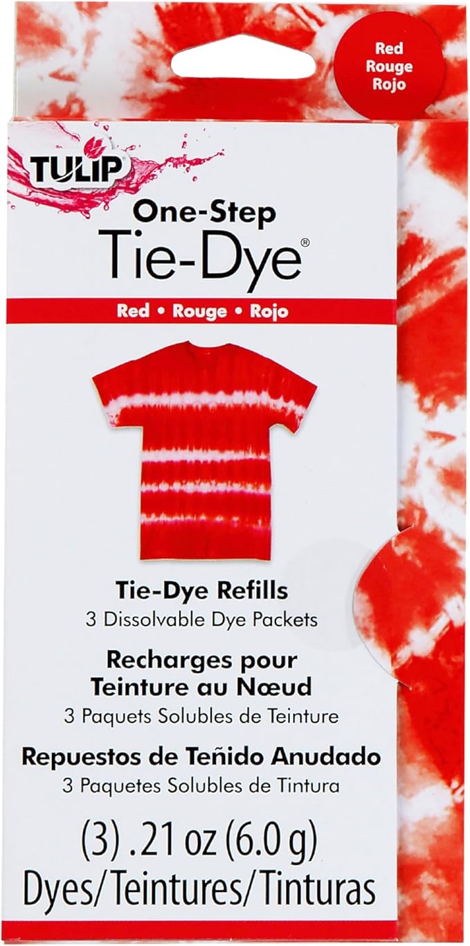 Tulip One-Step Tie-Dye Kit , 3 Fabric Dye Refill Packs, Packs, Red