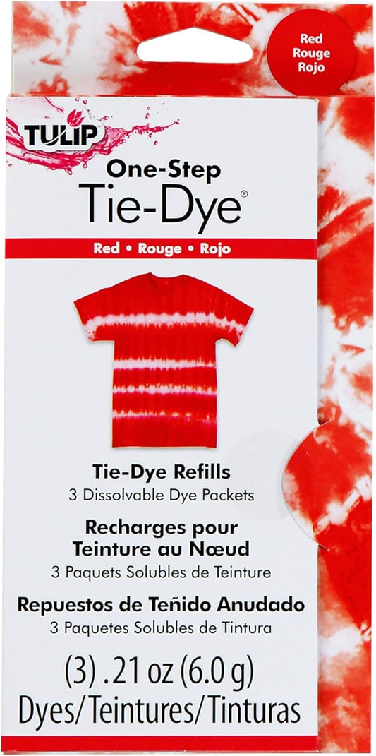 Tulip One-Step Tie-Dye Kit , 3 Fabric Dye Refill Packs, Packs, Red