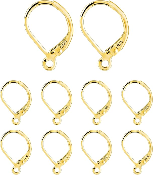 925 sterling silver leverback french hooks - hypoallergenic earring backs with jump rings set - dangle hooks sterling silver findings supplies for jewelry making