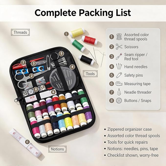 pzvdsog 2026 Upgraded Removable Stitch Book Kit with Extra Thick Threads, Needles Threader Thimble Sewing Tool, DIY Embroidery Stitch Bo-ok kit, 108 Pattern for DIY and Sew Enthusiast