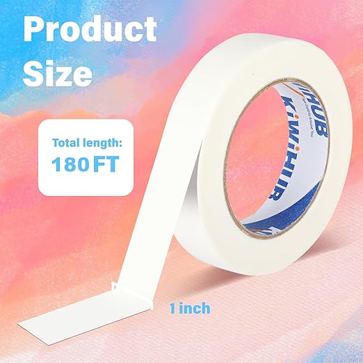 Artist Tape for Watercolor Paper, White Art Masking Tape for Drafting Painting Canvas Framing - Acid Free, 1" x 180 FT