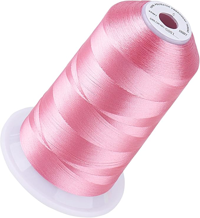 Simthread 5500Yds Embroidery Thread, 5000M High-Yardage 40WT 100% Polyester Thread – 170+ Vivid Colors, High-Speed Rated – Compatible with Brother, Singer, Janome & More - Sweet Pea S091