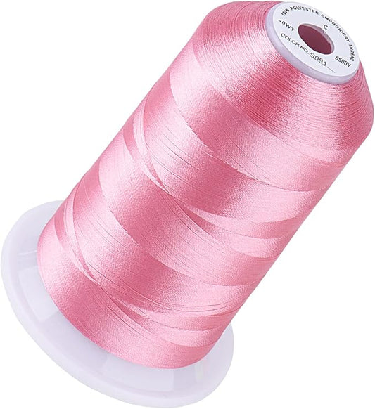 Simthread 5500Yds Embroidery Thread, 5000M High-Yardage 40WT 100% Polyester Thread – 170+ Vivid Colors, High-Speed Rated – Compatible with Brother, Singer, Janome & More - Sweet Pea S091