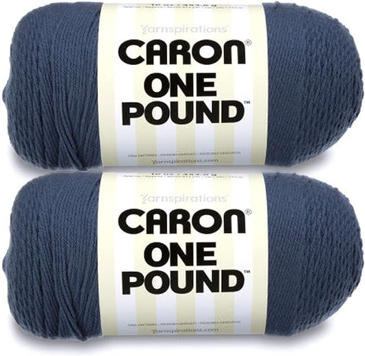 Caron One Pound Cape Cod Blue Yarn - 2 Pack of 454g/16oz - Acrylic - 4 Medium (Worsted) - 812 Yards - Knitting/Crochet