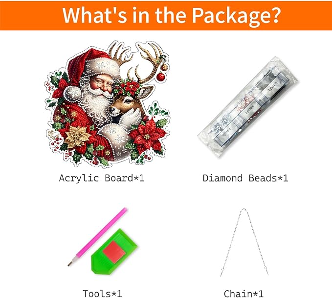 VODAPYC Christmas Santa Diamond Art Hanging Kit for Adults, DIY Double Sided Special Shaped Diamonds Art Window Pendant Ornament for Home Decor(Santa Claus-3)