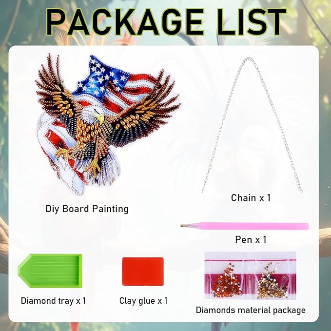NQRSBUI DIY Hanging Diamond Art Kits for Adults, Eagle Double Sided Diamond Art Painting Suncatchers Pendants, Crystal Gem Craft Painting Kit for Home Garden Wall Decor Gift (Eagle2)
