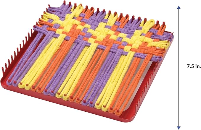 Schylling Metal Pot Holder Loom Kit - Classic Durable Weaving Frame to Make Pot Holders - Includes Loom, Hook, Instructions, and 80 Colorful Cotton Loops - Ages 5 and Up