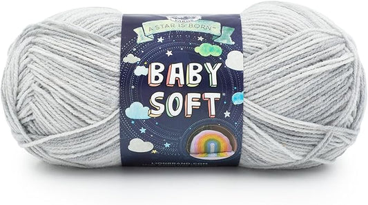 Lion Brand Yarn, Baby Soft Baby Blanket Yarn for Crocheting, Knitting, and Crafts, Grey Print, 1 Pack