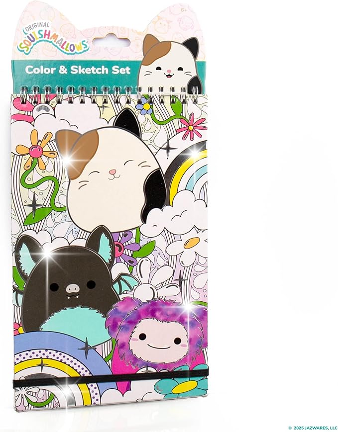 Original Squishmallows Color & Sketch Set, 15-Page Sketchbook, Color & Sketch Book, Sketch Pad, Drawing Pad for Kids, Coloring Books for Kids, Cute Coloring Books, Small Sketchbook, Coloring Book
