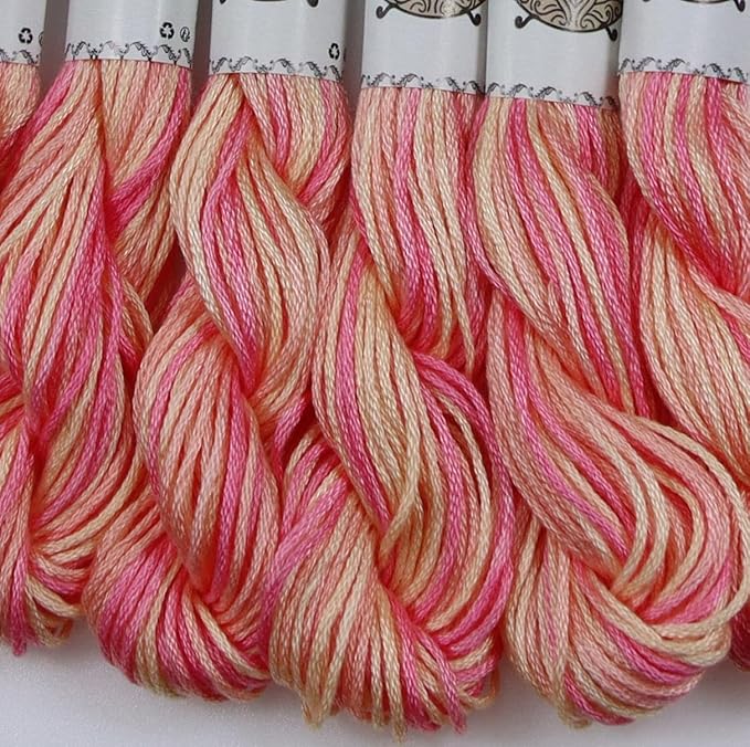 KCS Big skeins of 25 Meters Size 25 Color Variegated Cross Stitch Stranded Threads,6 skeins,4110