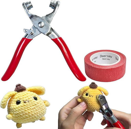 Deersay Metal Safety Eye Tool, Crochet Tools for Attaching Crochet Safety Eyes, Suitable for Safety Eye Shaft with a Diameter of 1-5mm, Auxiliary Tool for Amigurumi