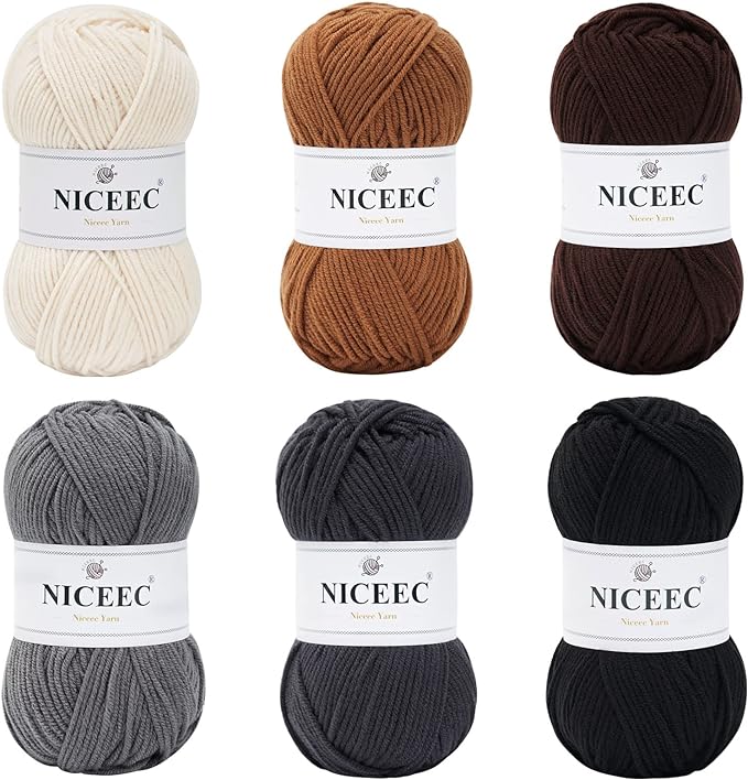 NICEEC 300g Soft Assorted Colors Yarn - Sport Weight,100% Acrylic, 4 Ply, Bonbons Yarn for Crochet & Knit, DIY Project Starter Kit for Kids or Adults(Total 870yds) - Series 6
