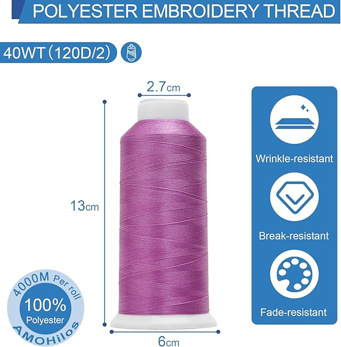 High Tenacity Polyester Embroidery Machine Thread 40WT(120D/2) 4000M Per Spool for Commercial and Domestic Embroidery Machine (Purple Pansy-1831)