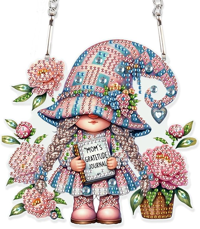 AiYuanzsh Diamond Art Painting Hanging Pendant Kits Cute Girl DIY Crystal Rhinestone Wreath Kits, Colored Point Crystal Diamond Art Window Pendants Home Garden Wall Door Birthday Festival Gifts