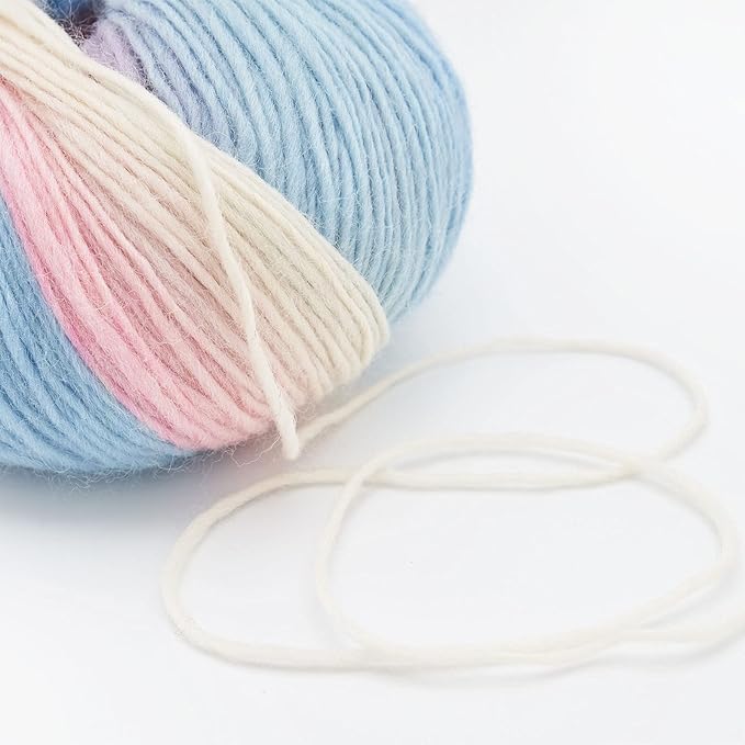 NICEEC 3 Skeins 100% Wool Rainbow Yarn Soft Gradient, Self-Striping, Colorful Single Ply Yarn for Crochet & Knitting - 21#