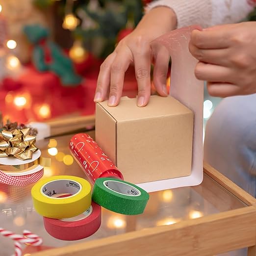 Colored Masking Tape 8 Rolls 0.7 Inch x 13 Yard Kids DIY Craft Set, Colored Tape for Classroom & Party Decorations Art Projects, Labeling or Coding, Assorted Color Coded and Home Painting