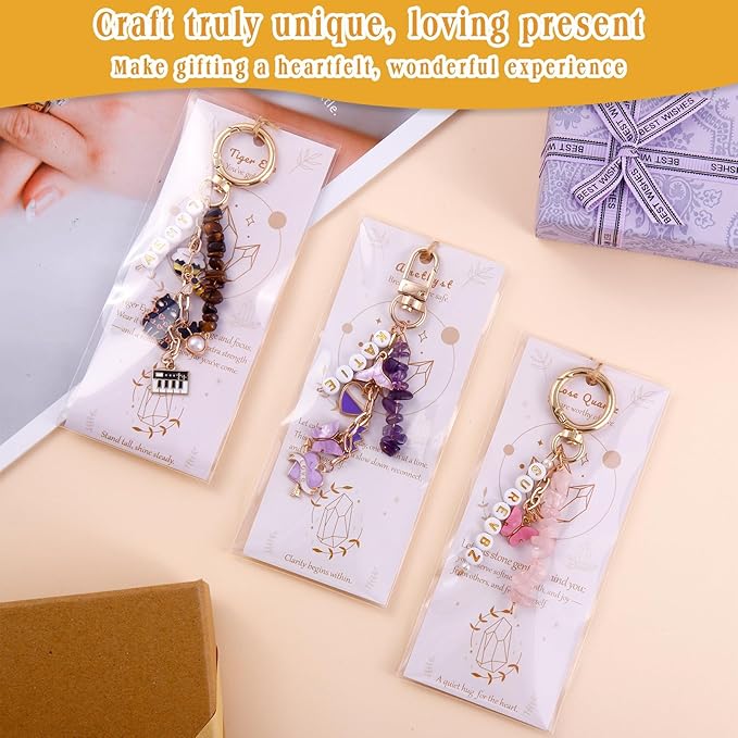 TOHONGADON 674 Pcs Lip Gloss Charms, Keychain Making Kit, Bag Charm Kit with 3 Kinds of Crystal Stones, 322 Charms, 12 Keychain Clips, Key Ring Jewelry Plier, Extender Chain for DIY Crafting