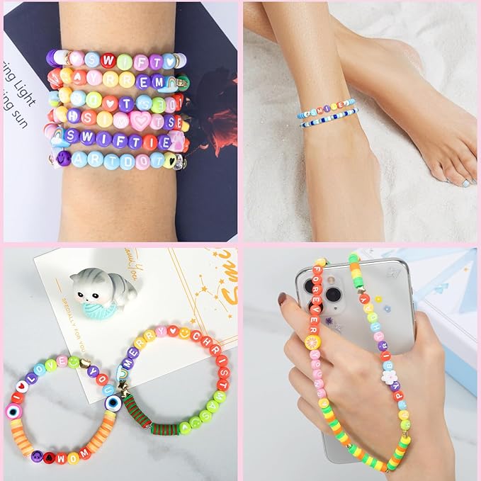 ARTDOT 800 Pieces Assortment Letter Beads for Friendship Bracelets Making Kit, 28 Styles Jewelry Making Supplies Alphabet Beads Set Preppy Crafts Art