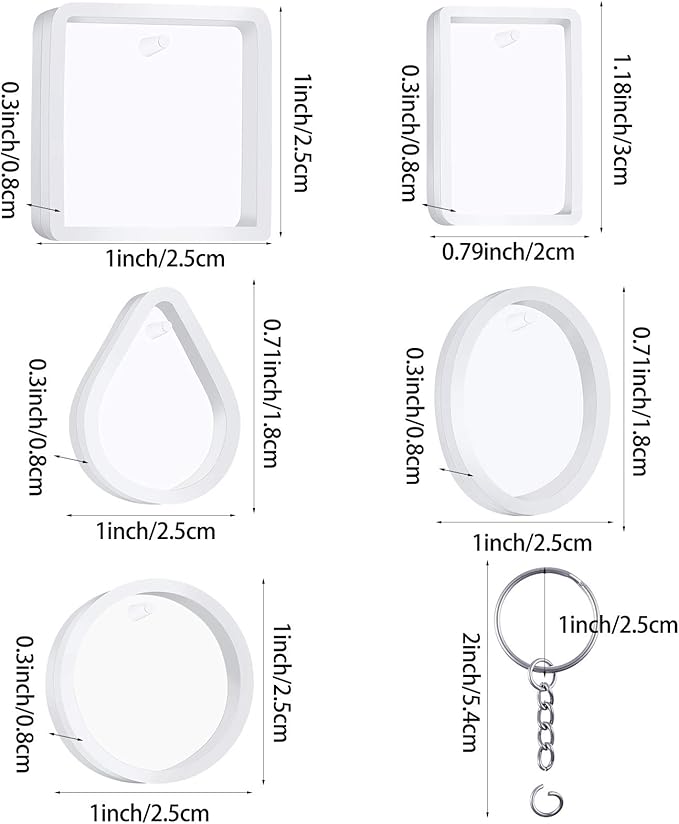 WILLBOND 67 Pieces Resin Keychain Mold Set, Jewelry Pendant DIY Epoxy Casting Mold with Keychain Rings, Dried Flower and Round Sequins for DIY Craft Making Supplies