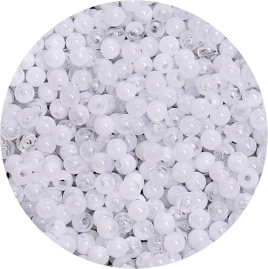 bonny boxx 1000pcs 6mm white jade round beads, smooth acrylic balls, plastic resin gumball bubblegum chunky beads for necklace & bracelet making, crafting supplies