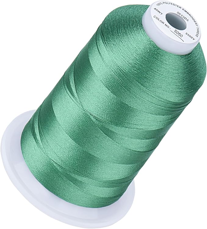 Simthread 5500Yds Embroidery Thread, 5000M High-Yardage 40WT 100% Polyester Thread – 170+ Vivid Colors, High-Speed Rated – Compatible with Brother, Singer, Janome & More - Dark Seafoam S050