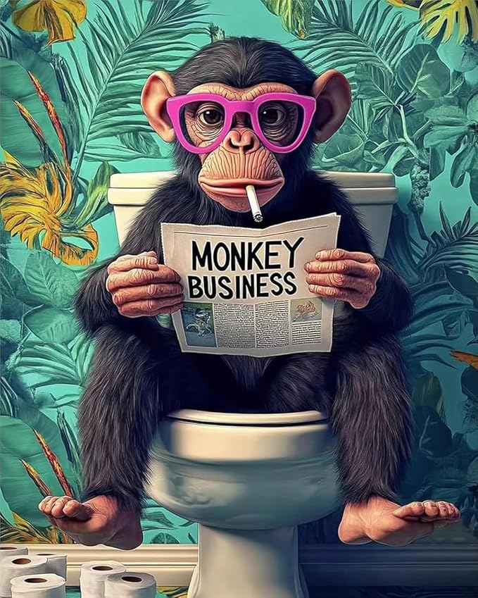 ARPADAMO Diamond Art Kits for Adults,5D Funny Diamond Painting DIY Monkey Diamond Art Diamond Painting Kits for Adult,Round Full Drill Diamonds, Diamond Art Kits for Home Decor-12x16inch