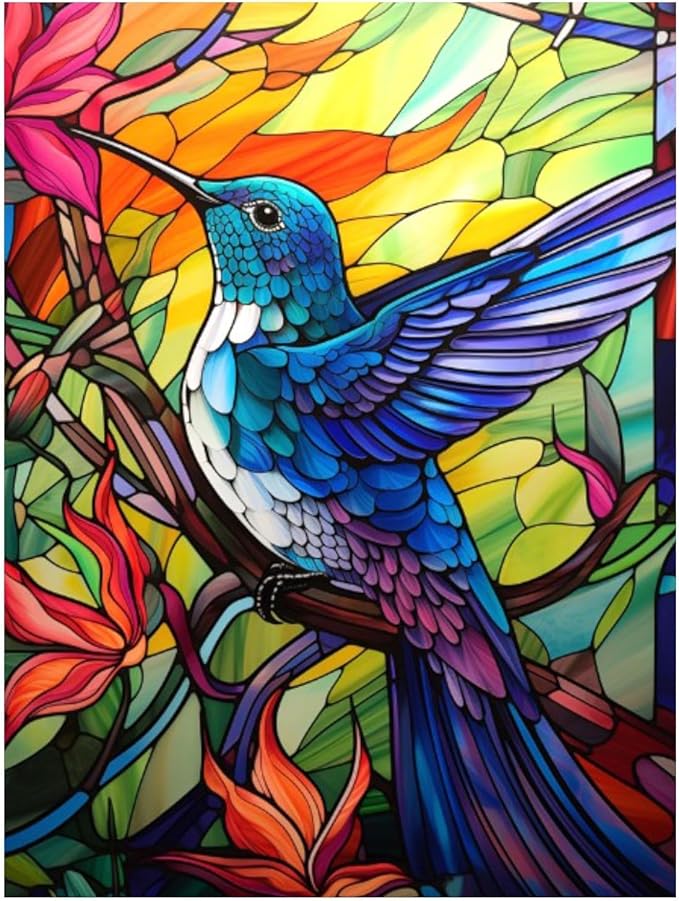 Reivworl Hummingbird Diamond Art Kits for Adults, Hummingbird Diamond Painting Kits, Gem Art Kit for Gifts and Home Interior Decor 12x16 Inch